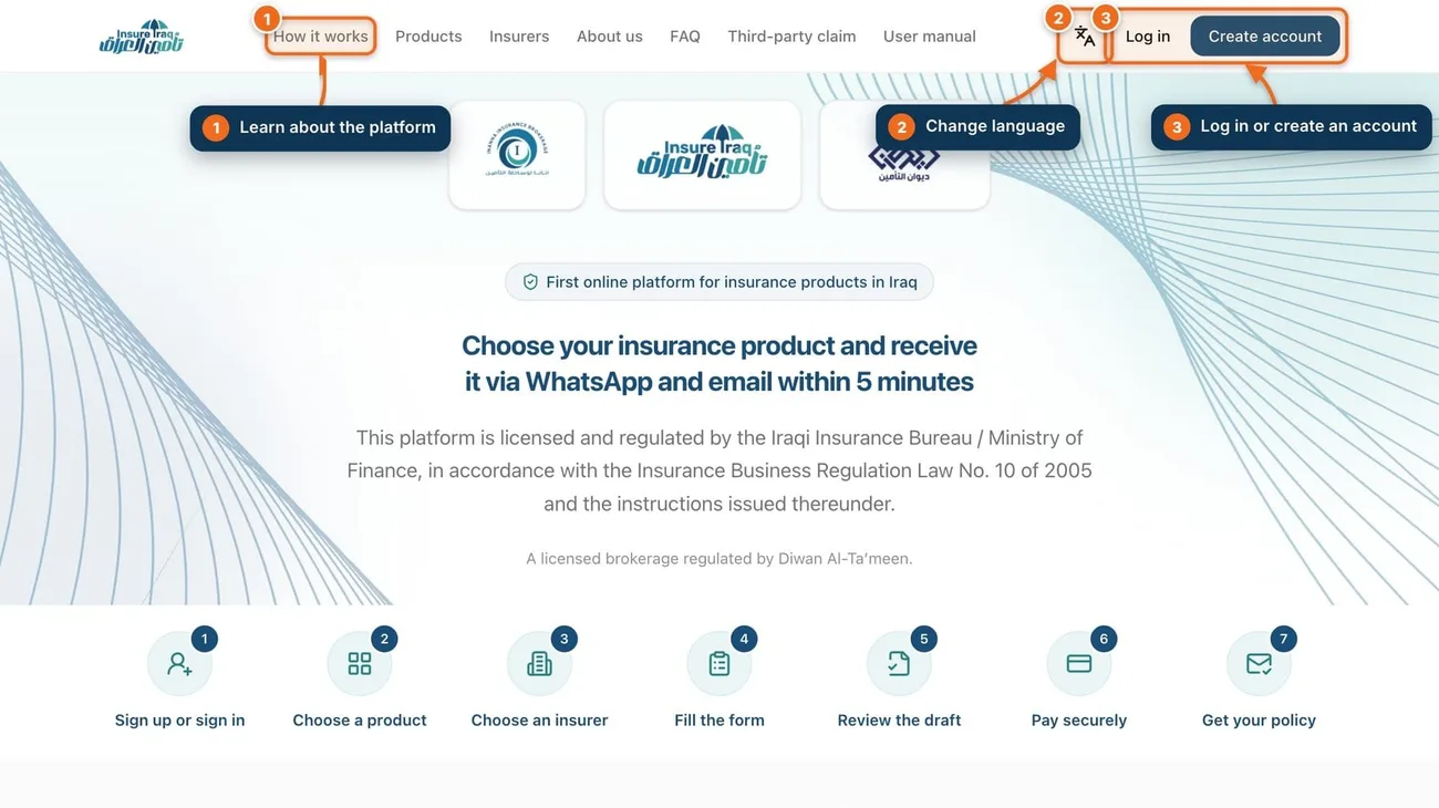 Insure Iraq home page